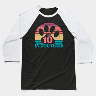 I'm 10 In Dog Years Funny 70 Yr Old Vintage 70th Birthday Baseball T-Shirt